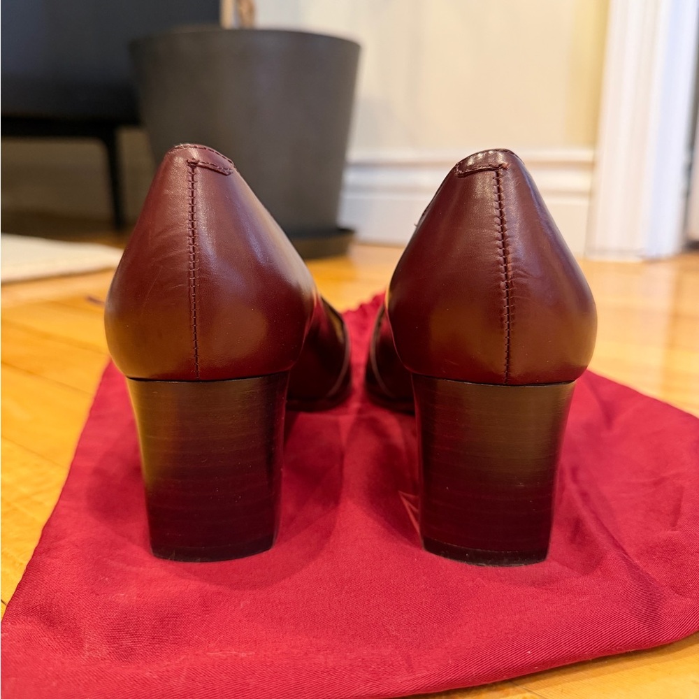 Tamara Mellon Burgandy Vitello Calf Fellini Loafers, 37.5, Made in Italy - Picture 3 of 6